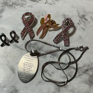 Silver and Pink Awareness Ribbon Jewelry lot